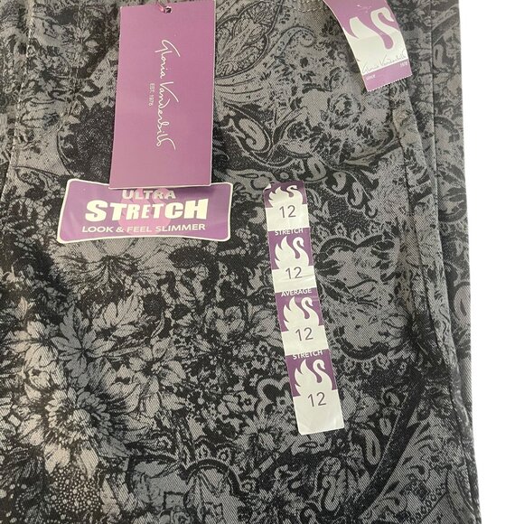 NWT Gloria Vanderbilt Amanda Classic Jeans Size 12 - Black Floral - Picture 10 of 12